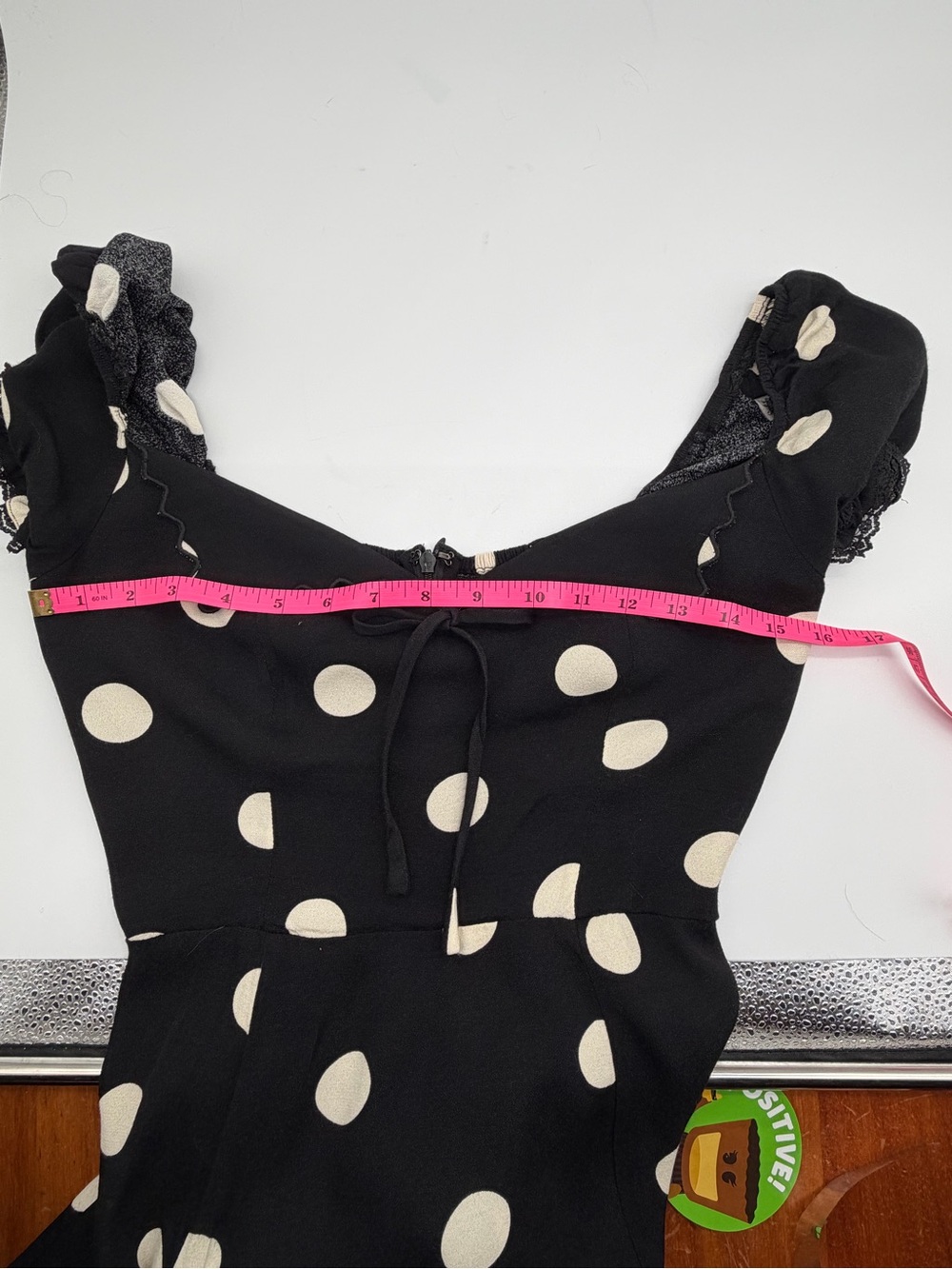 REFORMATION Black Polka Dot Puff-Sleeve Midi Dress SZ. 4 - Picture 9 of 10
